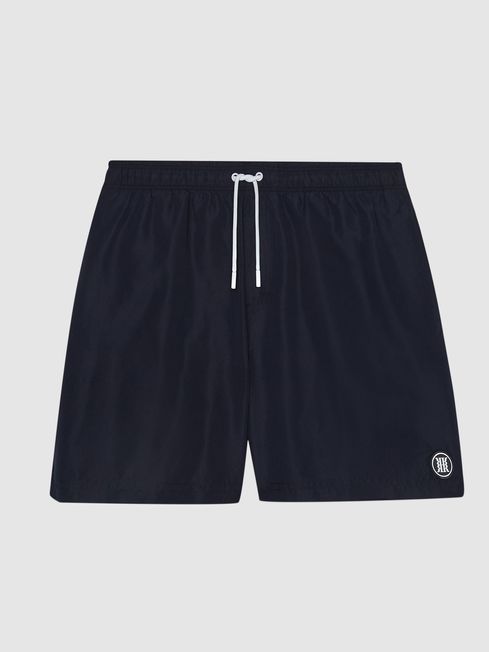 Wave Plain Drawstring Swim Shorts