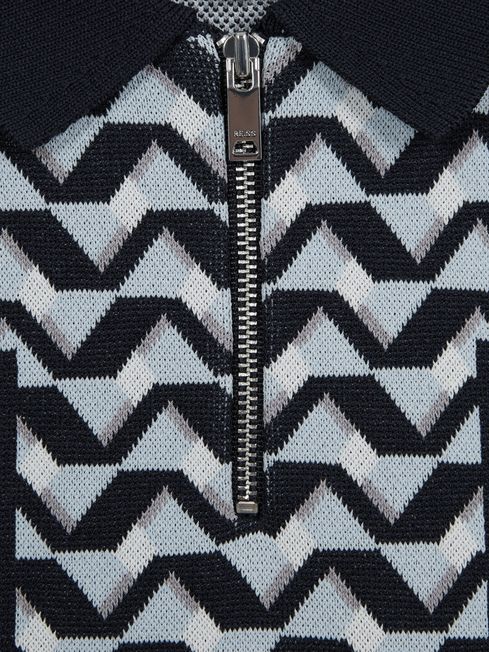 Egon Half Zip Geometric Polo T-Shirt
