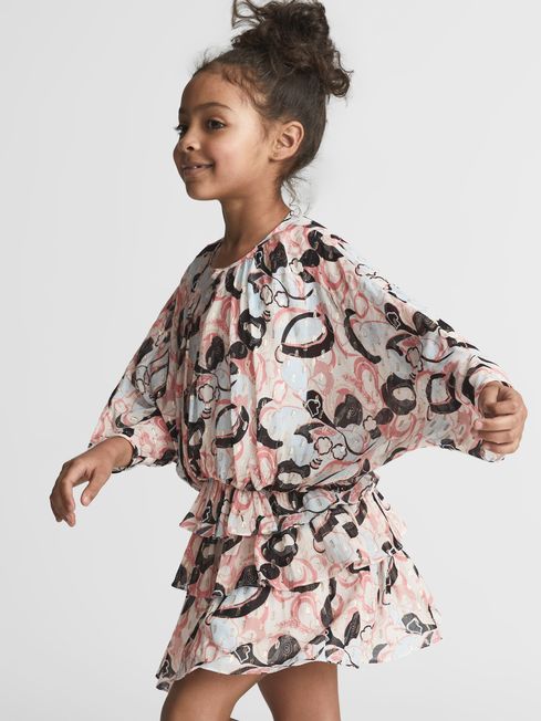 Kayla Printed Ruffle Dress