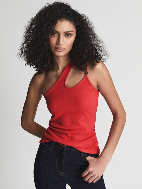 Amber One Shoulder Cut-Out Jersey Top