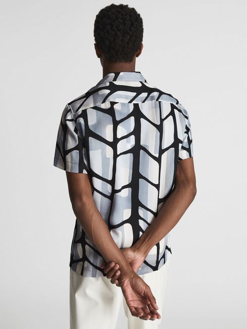 Rico Abstract Print Cuban Collar Shirt