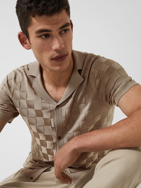 Santo - Che Basket Weave Cuban Collar Shirt