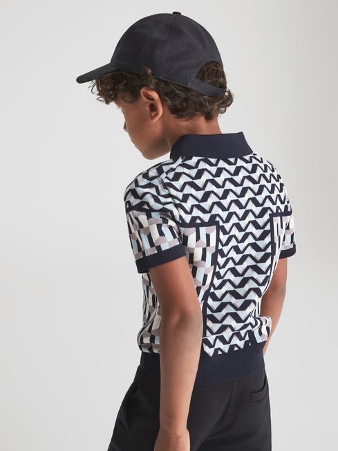 Egon Half Zip Geometric Polo T-Shirt