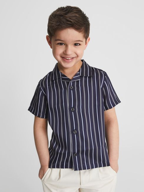 Svenson Cuban Collar Striped Shirt