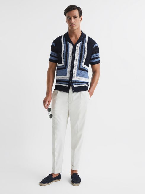 Ronan Cuban Collar Textured Detail Shirt