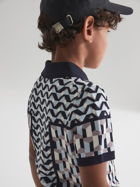 Egon Half Zip Geometric Polo T-Shirt