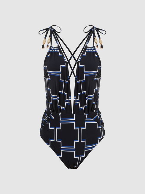 Amelie Printed Plunge Swimsuit
