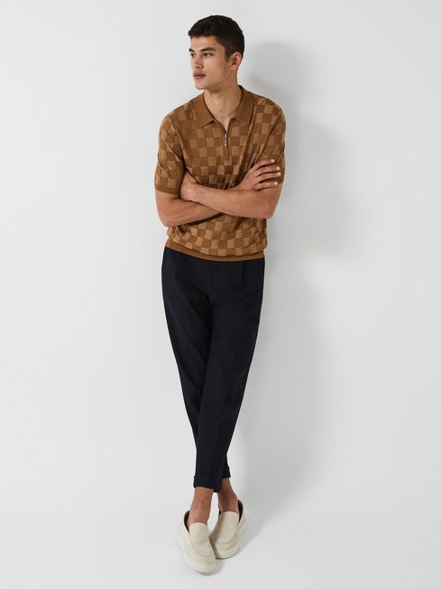 Bali - Che Basket Weave Half Zip Polo T-Shirt