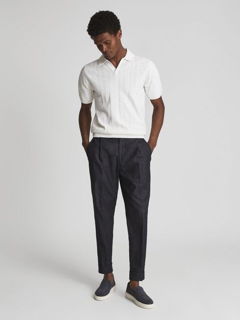 Flow Open Collar Stitch Interest Polo
