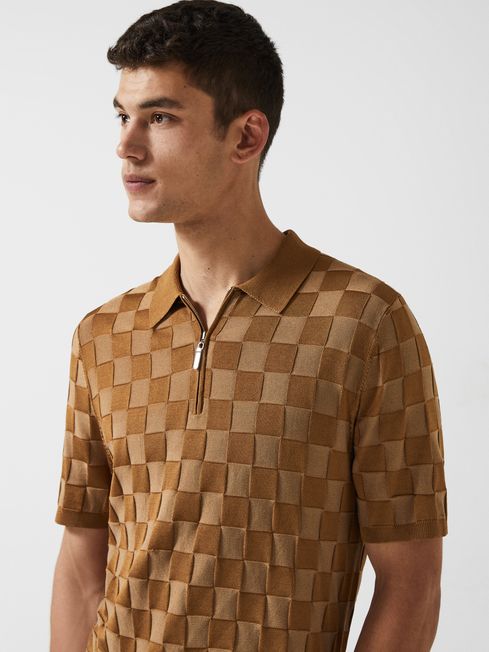 Bali - Che Basket Weave Half Zip Polo T-Shirt