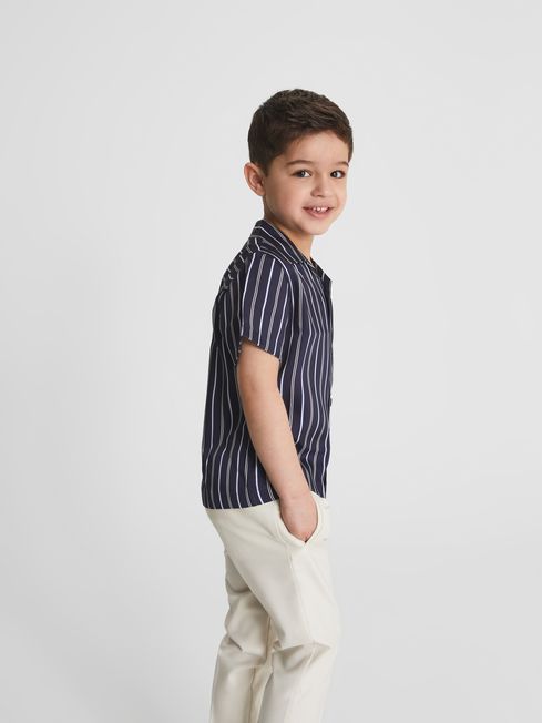 Svenson Cuban Collar Striped Shirt