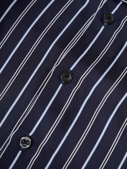 Svenson Cuban Collar Striped Shirt
