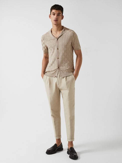 Santo - Che Basket Weave Cuban Collar Shirt