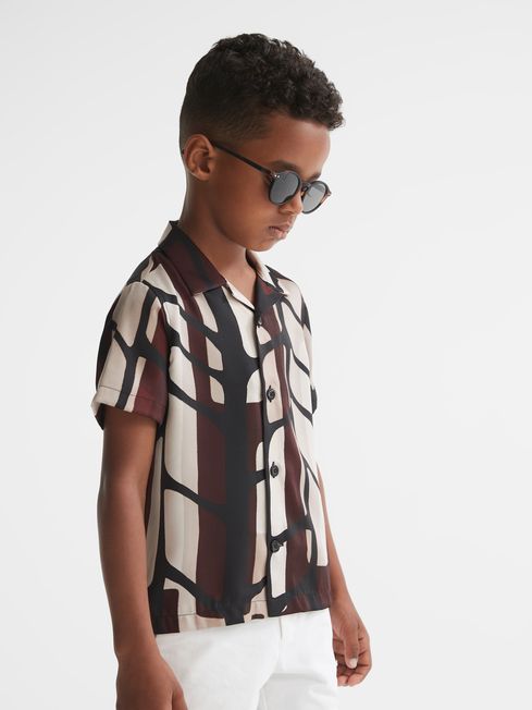 Rico Abstract Print Cuban Collar Shirt