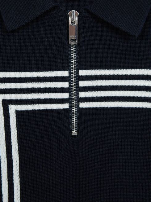 Sergant Half Zip Stripe Detail Polo T-Shirt