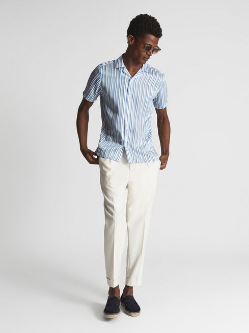 Lebon Striped Cuban Collar Shirt