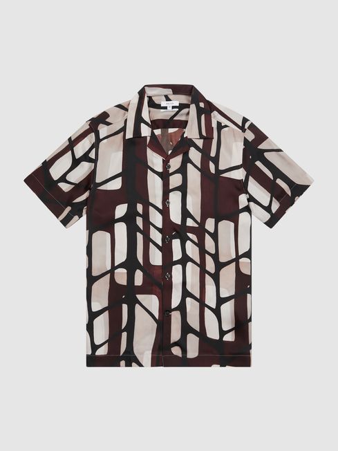 Rico Abstract Print Cuban Collar Shirt