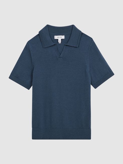 Duchie Merino Wool Open Collar Polo Shirt