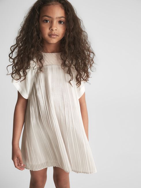 Ariella Metallic Pleated Dress