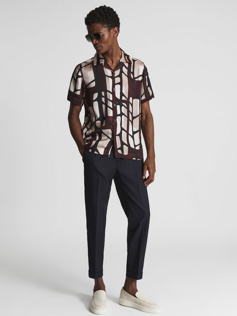 Rico Abstract Print Cuban Collar Shirt