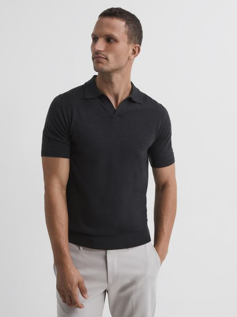 Duchie Merino Wool Open Collar Polo Shirt