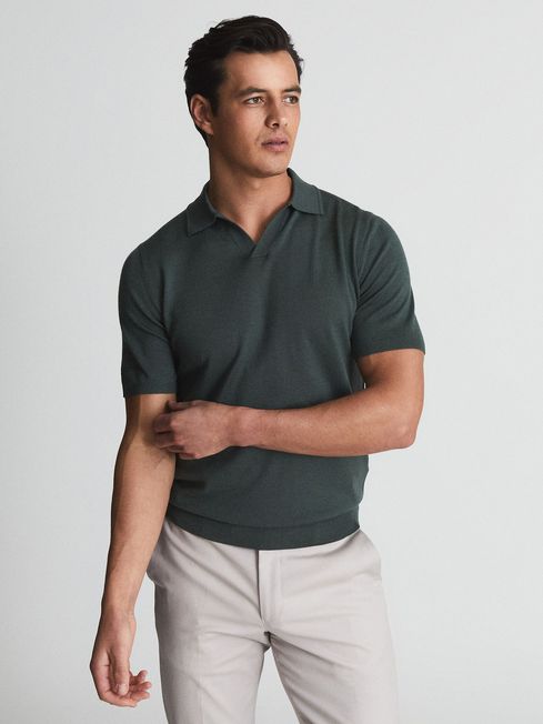 Duchie Merino Wool Open Collar Polo Shirt