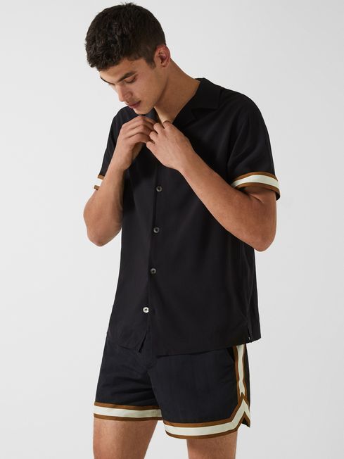 Valbonne - Che Contrast Cuff Cuban Collar Shirt