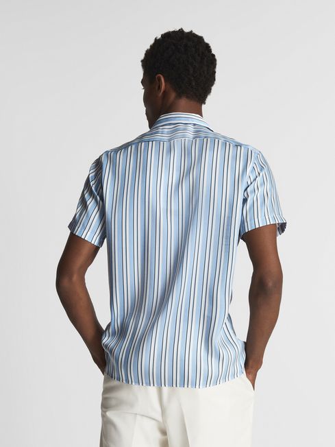 Lebon Striped Cuban Collar Shirt