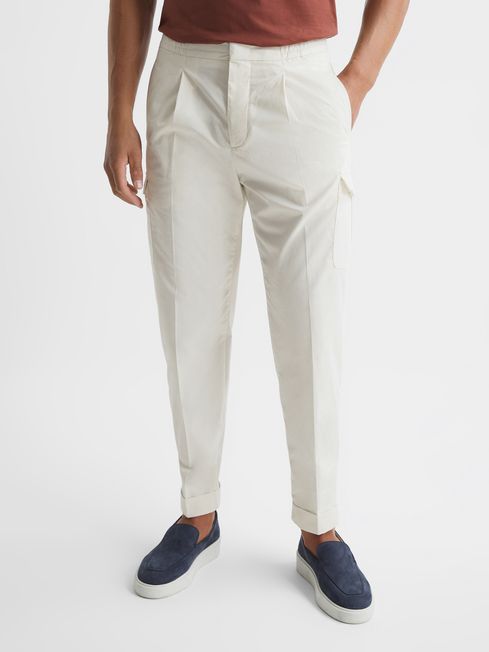 Cargo Pleat Front Tapered Cargo Trousers