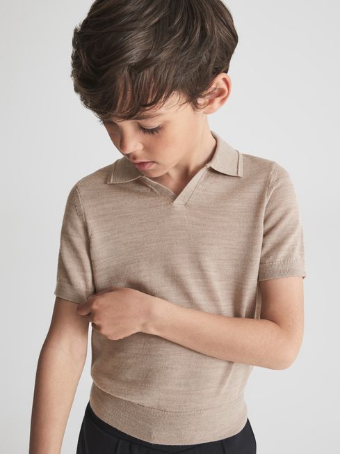 Duchie Merino Wool Open Collar Polo Shirt