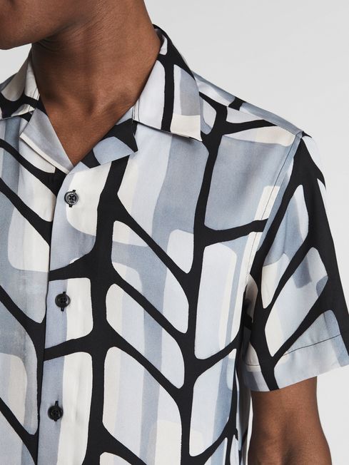 Rico Abstract Print Cuban Collar Shirt