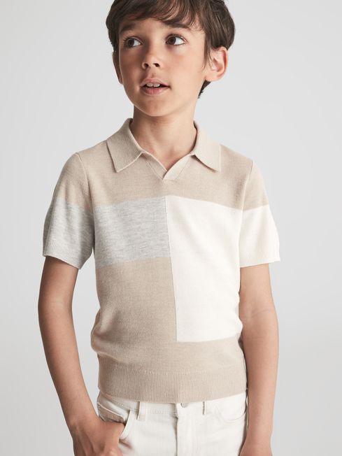 Tondo Open Collar Colourblock Polo T-Shirt