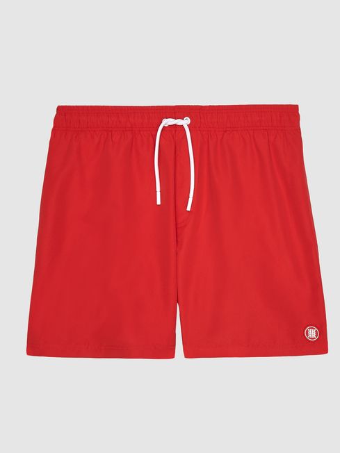 Wave Plain Drawstring Swim Shorts