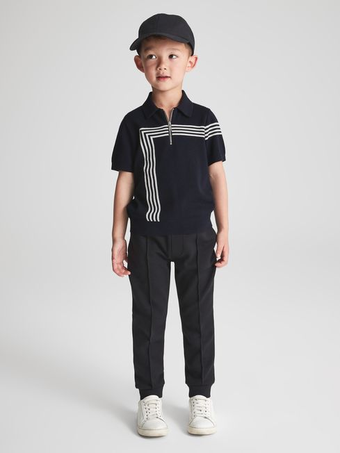 Sergant Half Zip Stripe Detail Polo T-Shirt