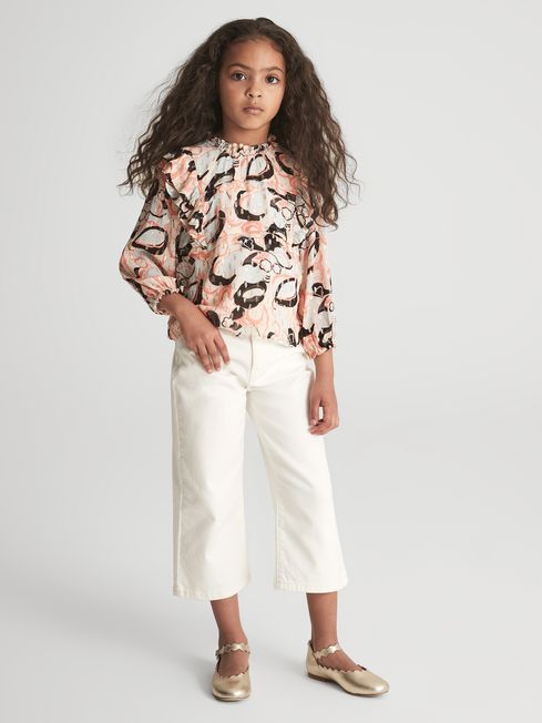 Angelica Printed Ruffle Blouse