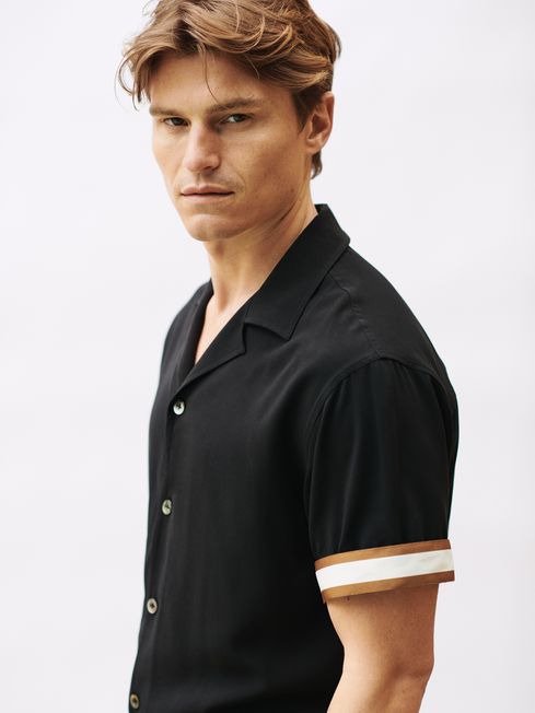 Valbonne - Che Contrast Cuff Cuban Collar Shirt