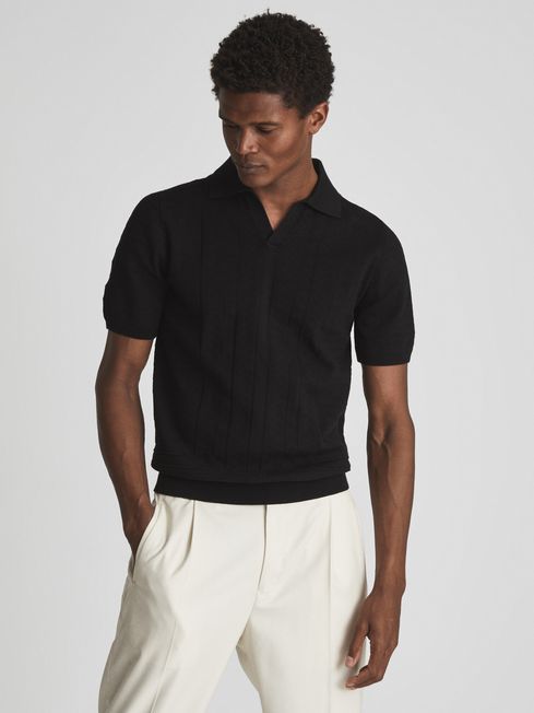 Flow Open Collar Stitch Interest Polo