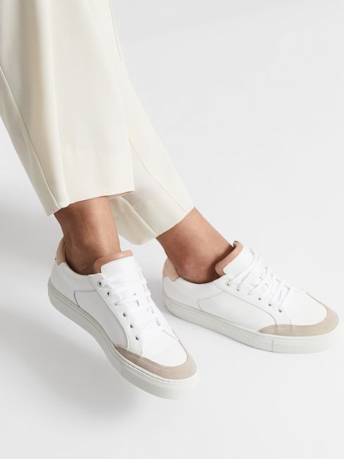 Ashley Leather Contrast Sole Trainers
