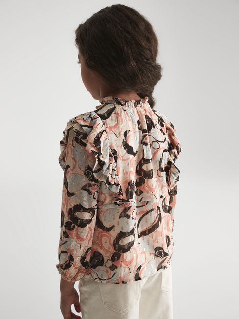 Angelica Printed Ruffle Blouse