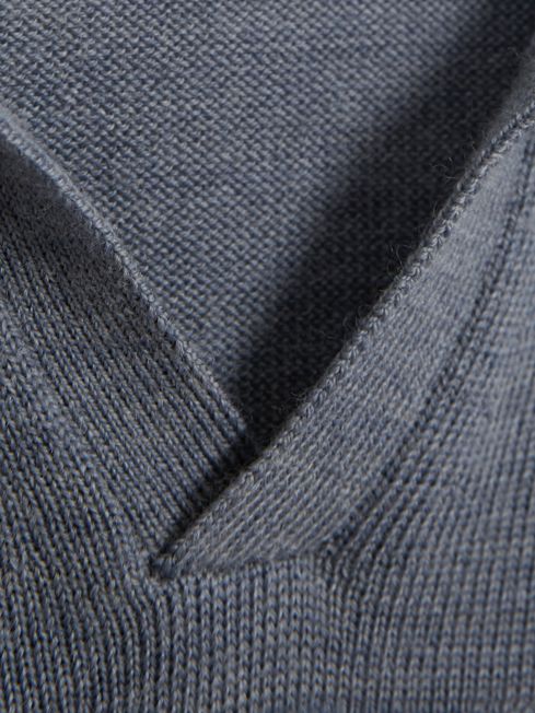 Duchie Merino Wool Open Collar Polo Shirt