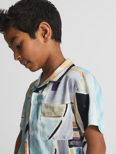 Lexi Junior Cuban Collar Painted Print Shirt