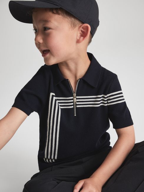 Sergant Half Zip Stripe Detail Polo T-Shirt