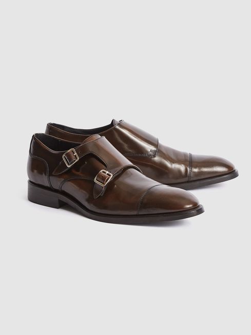 Rivington High Shine Leather Monk Strap Shoes