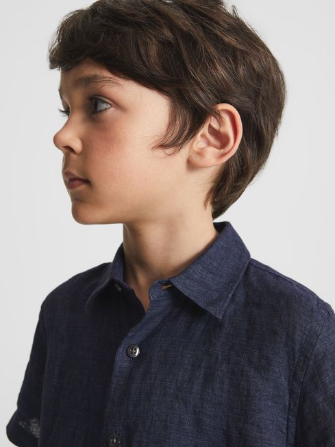 Holiday Junior Short Sleeve Linen Shirt