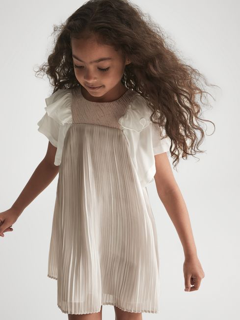 Ariella Metallic Pleated Dress