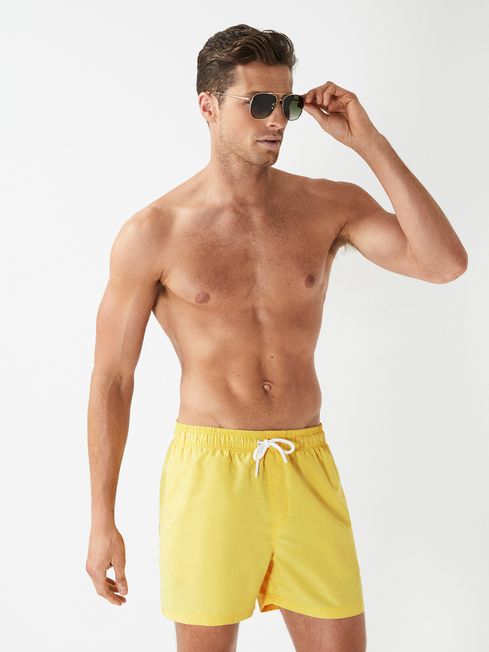 Wave Plain Drawstring Swim Shorts