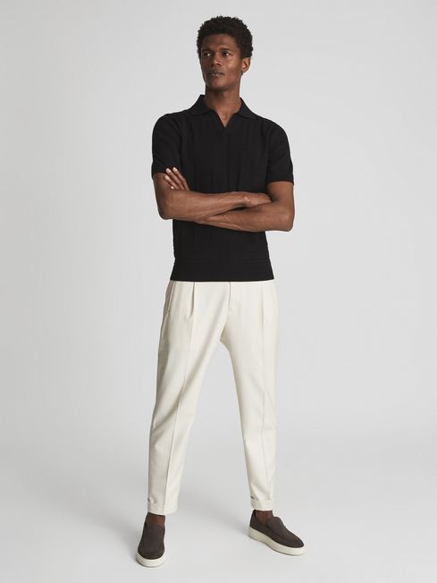 Flow Open Collar Stitch Interest Polo