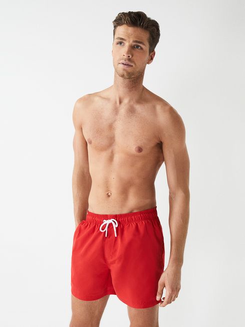 Wave Plain Drawstring Swim Shorts