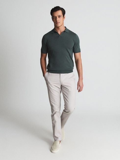 Duchie Merino Wool Open Collar Polo Shirt