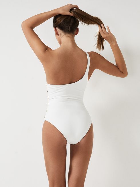 Bethany Asymmetric Swimsuit With Button Detail